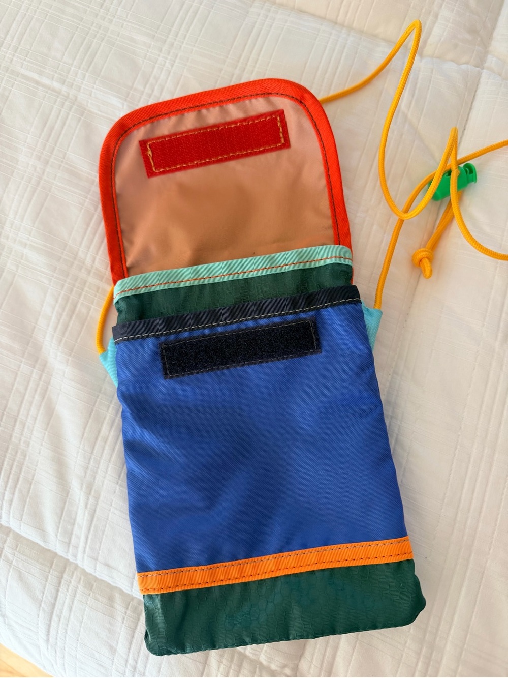 cotopaxi Royal Blue Crossbody Pouch with Orange Trim and Yellow Cord - Picture 2 of 5